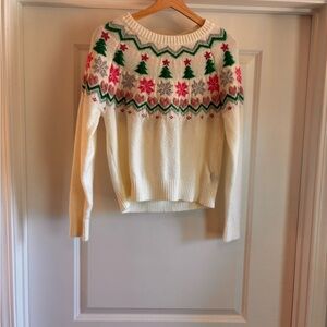 32 Degrees Cream Sweater with Festive Patterns
